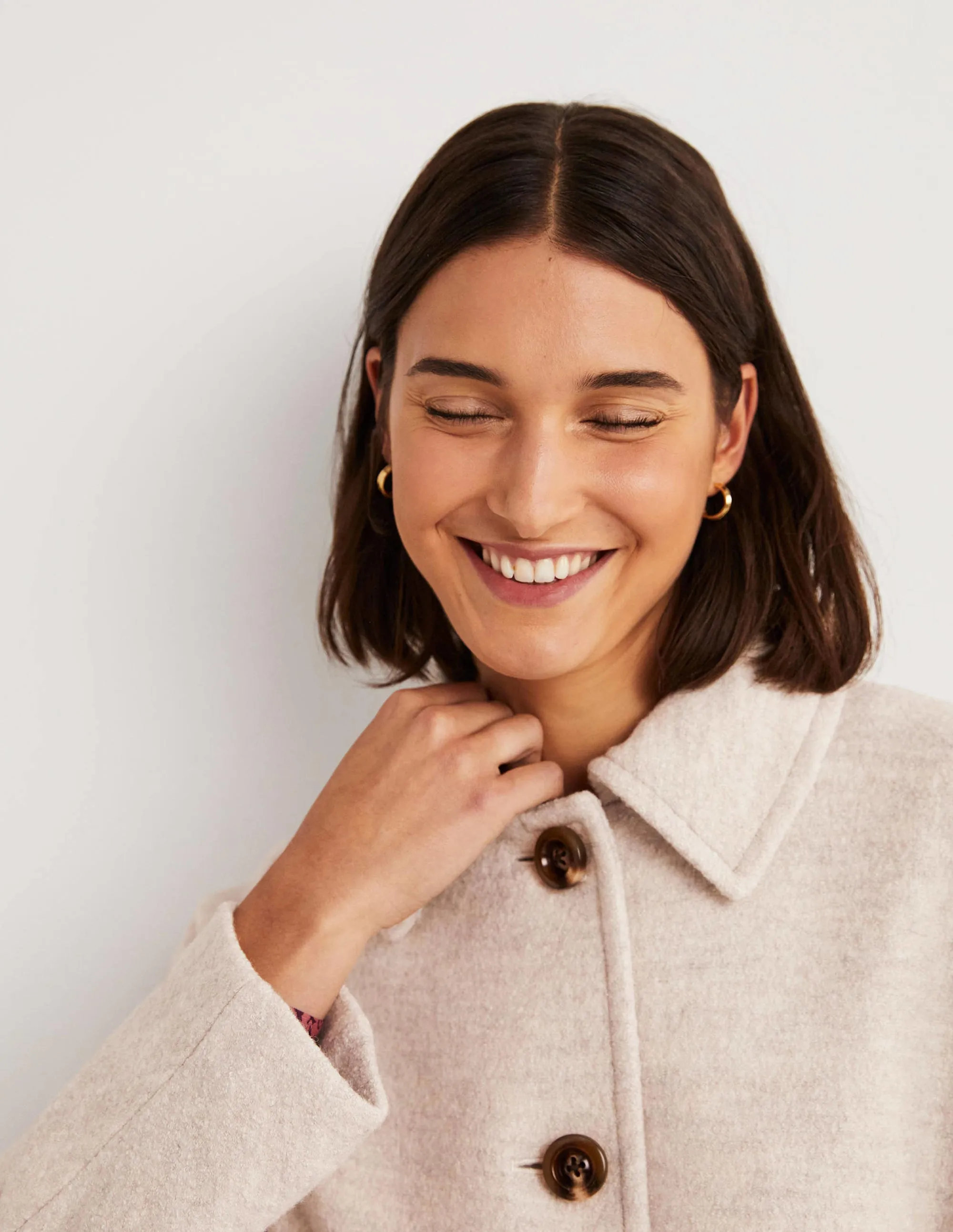 Belted Textured Wool Maxi Coat-Oat Milk