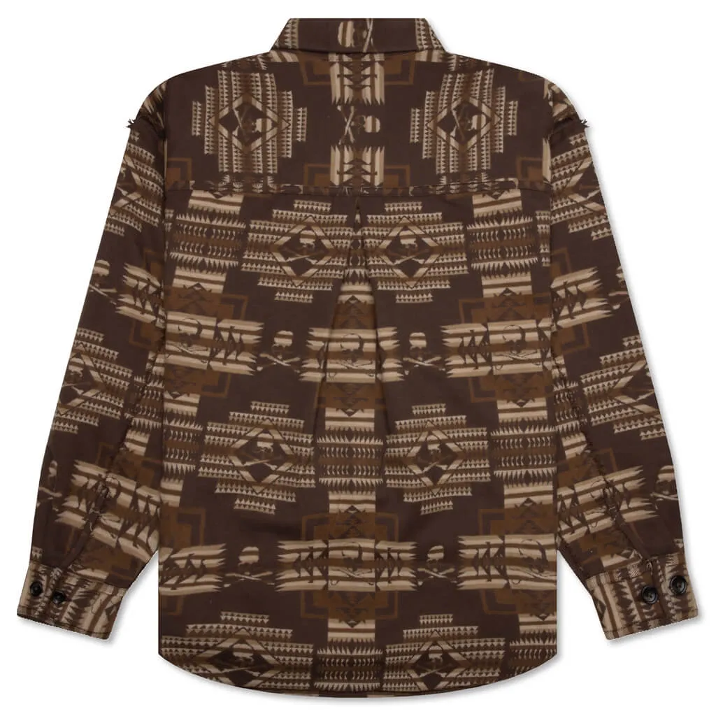 Chimayo Jacquard Button-Down Shirt - Brown