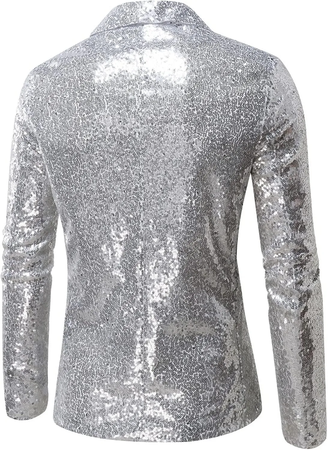 Mens Blazers Slim Fit Business Casual Men Shiny Sequin Blazers Tuxedo Party Dinner Prom One Button Suit Jacket Two