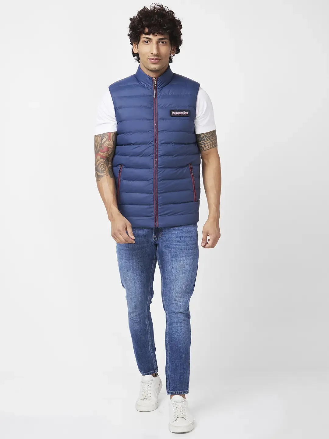 Men'S Sleeveless Reversible Jacket With Diy Velcro Badges