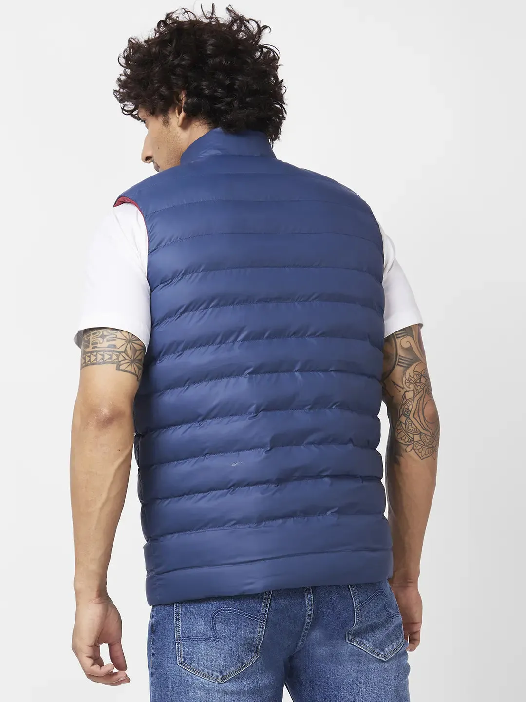 Men'S Sleeveless Reversible Jacket With Diy Velcro Badges
