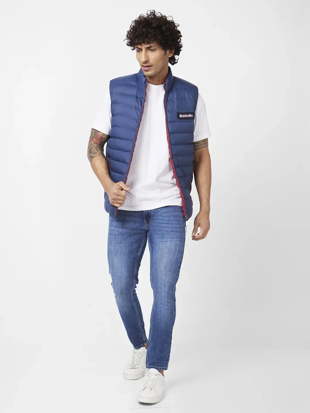Men'S Sleeveless Reversible Jacket With Diy Velcro Badges