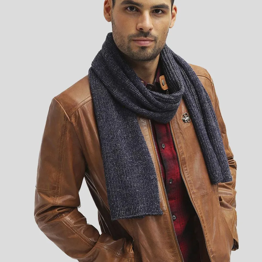 Ricardi Brown Leather Racer Jacket