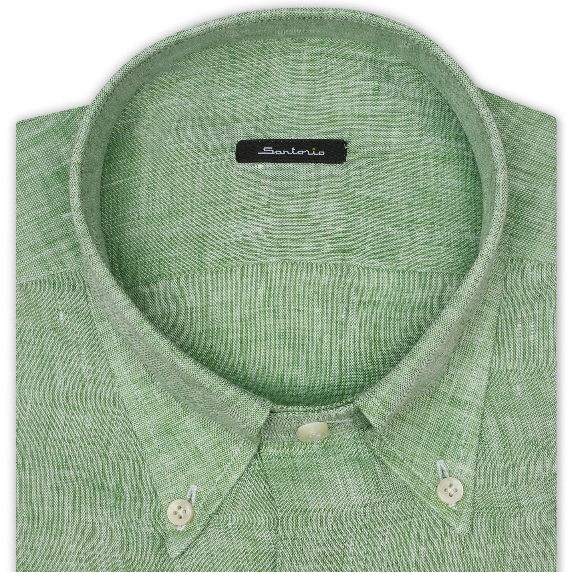 SARTORIO Napoli by KITON Green Linen Button-Down Casual Shirt NEW