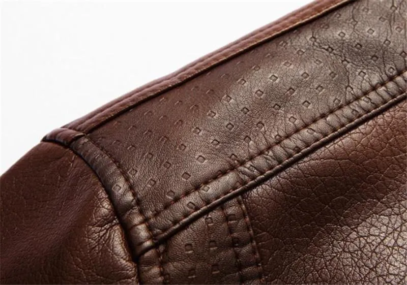 West Louis PU Leather Plus Velvet Stand Collar Jacket