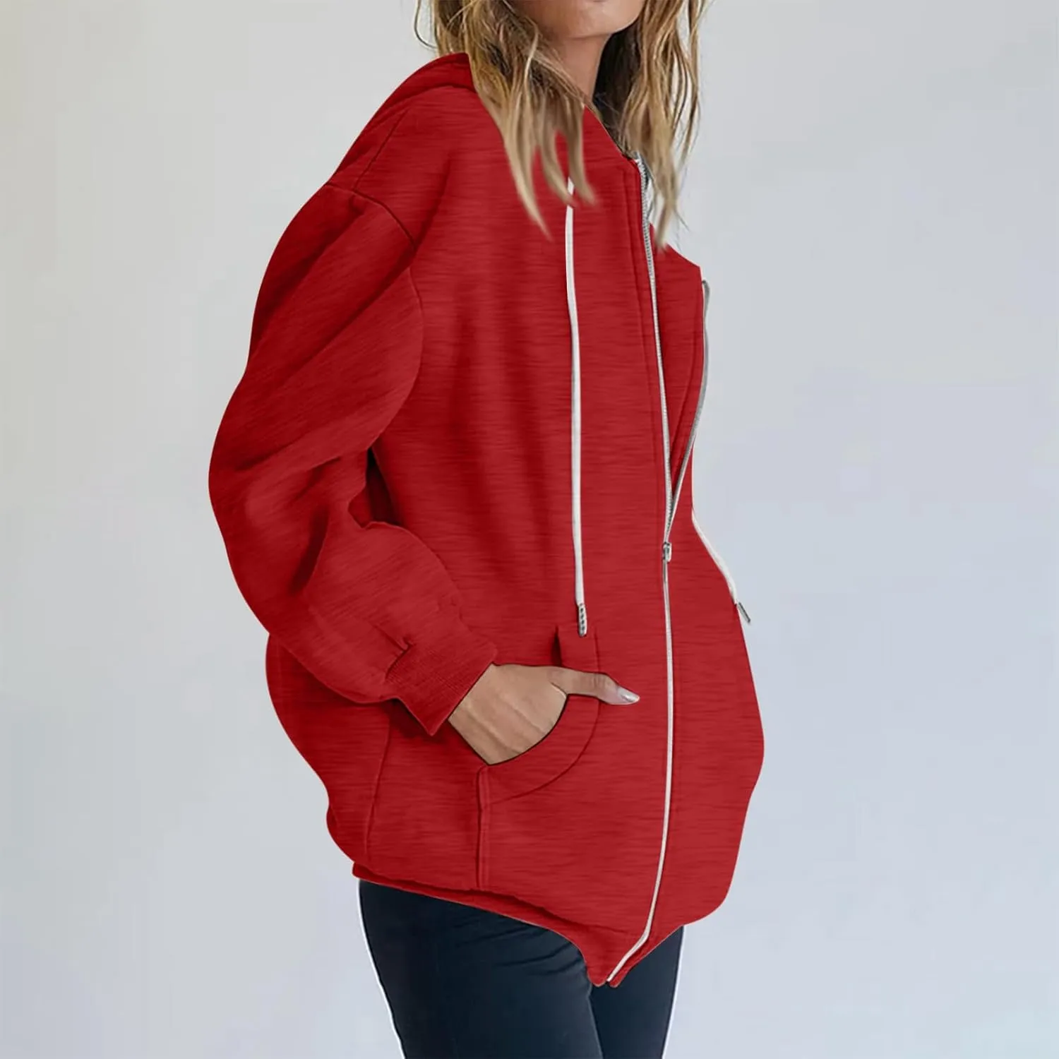 Womens Zip Up Hoodies Trendy Long Sleeve Plus Size Sweatshirts with Hood Lightweight Dressy Casual Tops Jackets Coat